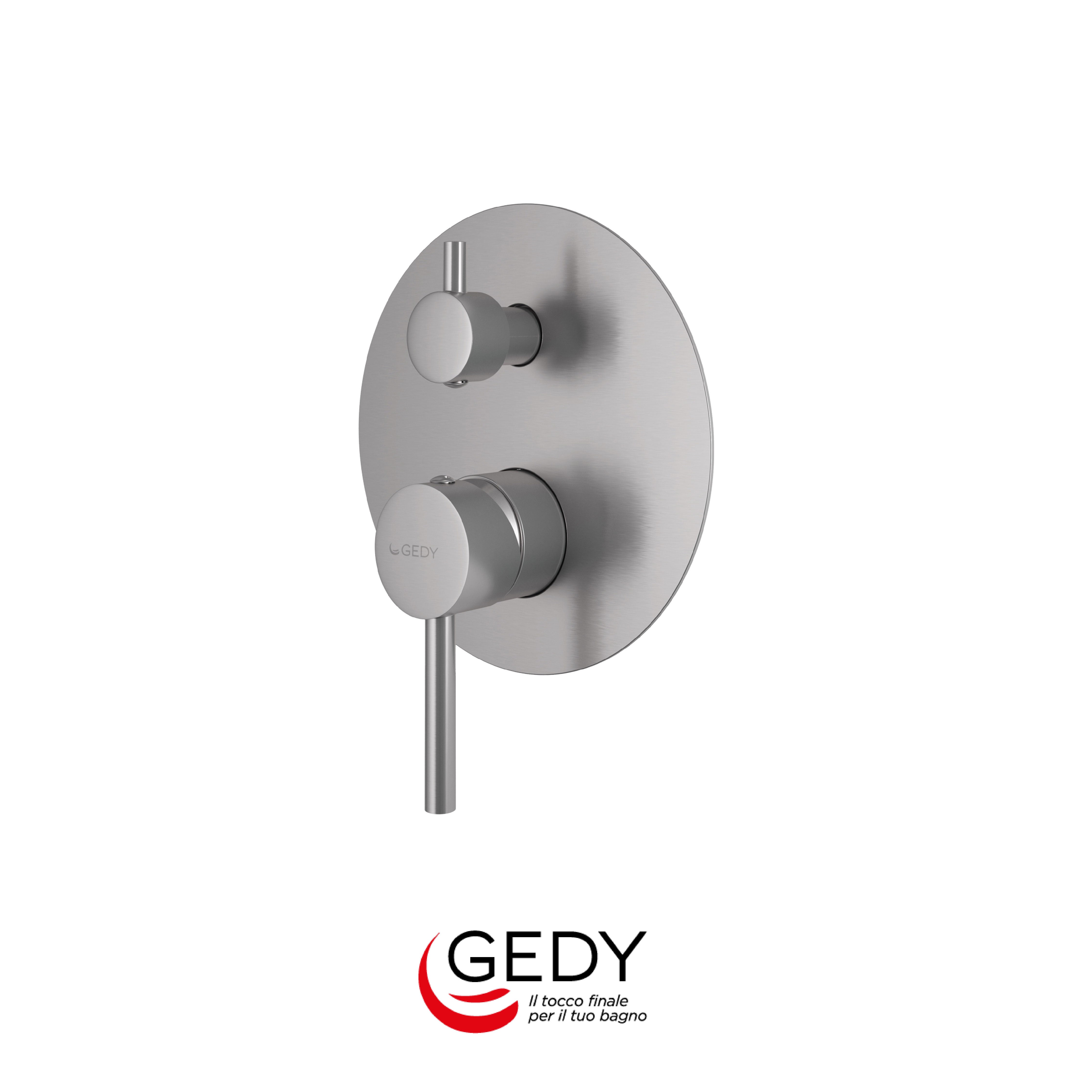 GEDY Garda - Miscelatore monocomando a incasso doccia con deviatore a 2 vie - 38 - Spazzolato