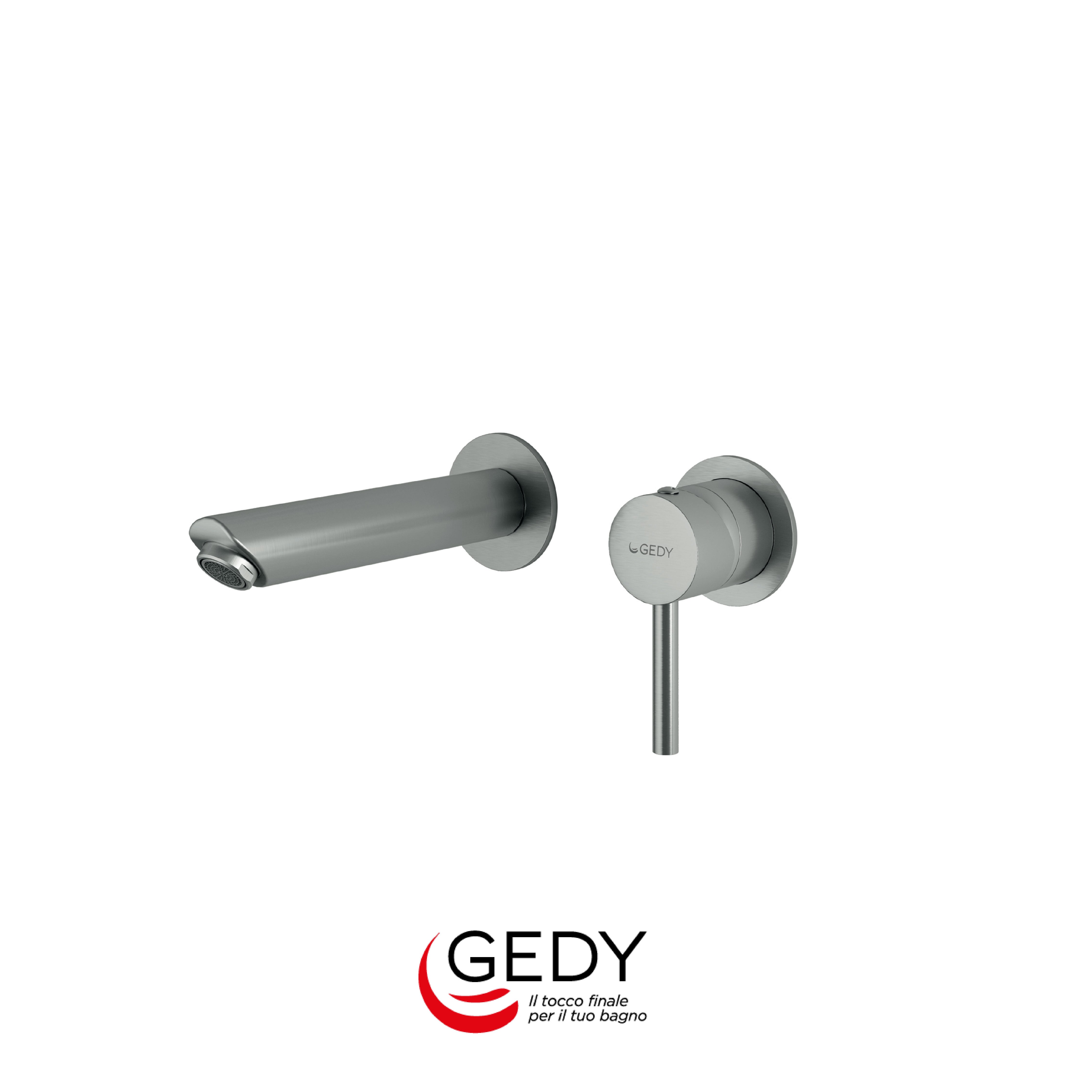 GEDY Garda - Miscelatore da muro per lavabo - 38 - Spazzolato