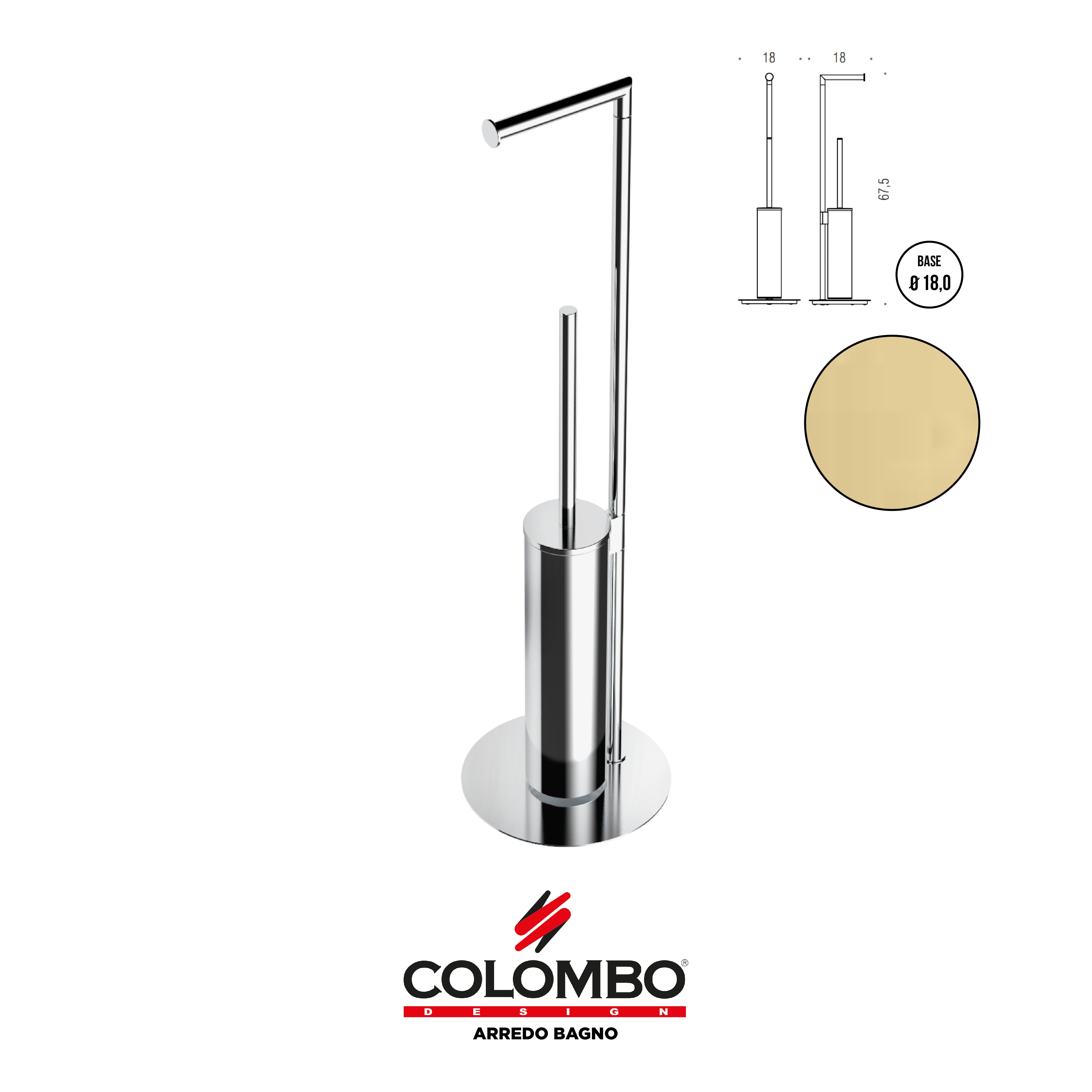 Mini Piantana con porta rotolo e porta scopino - Colombo design arredo bagno - Imhoff Handles