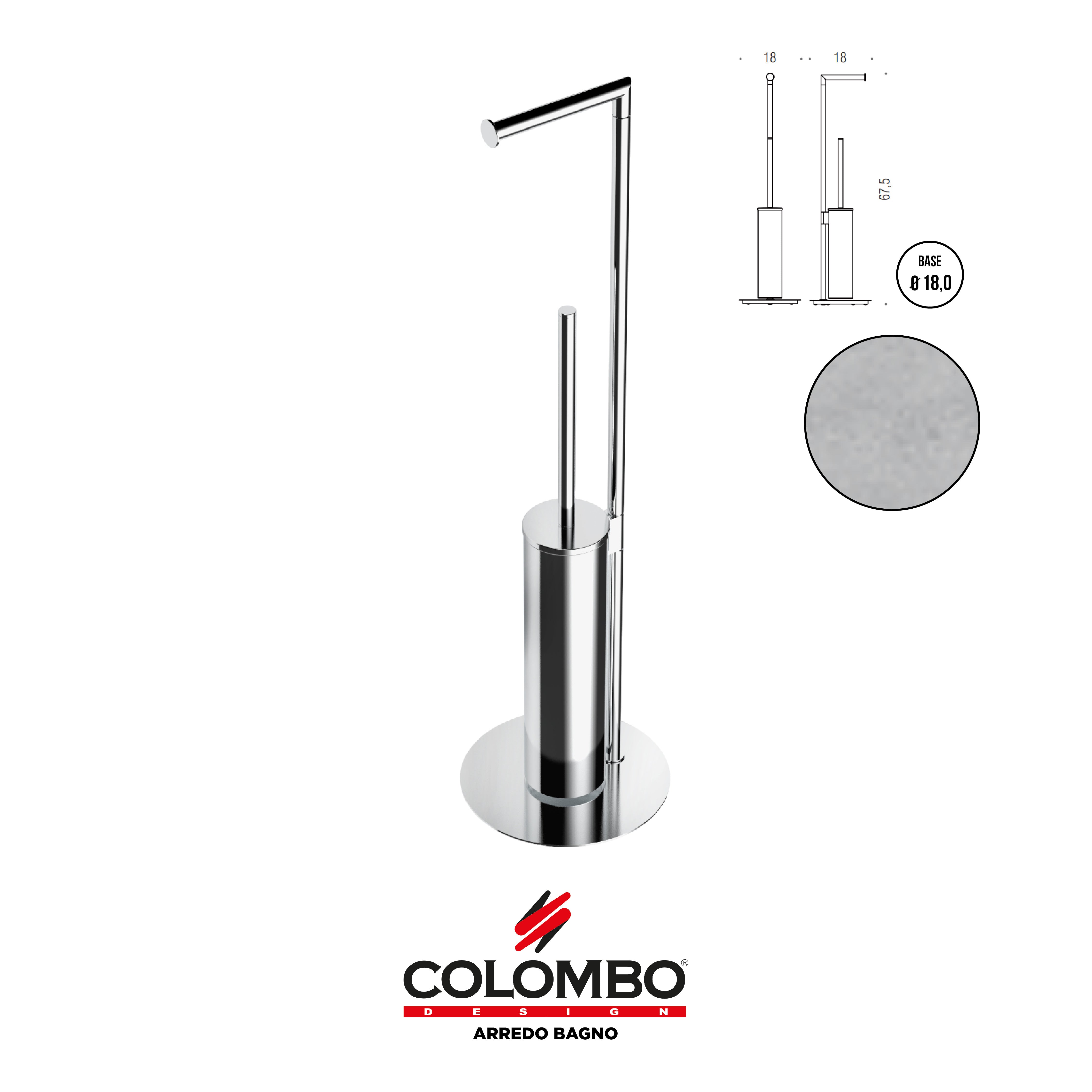 Mini Piantana con porta rotolo e porta scopino - Colombo design arredo bagno - Imhoff Handles