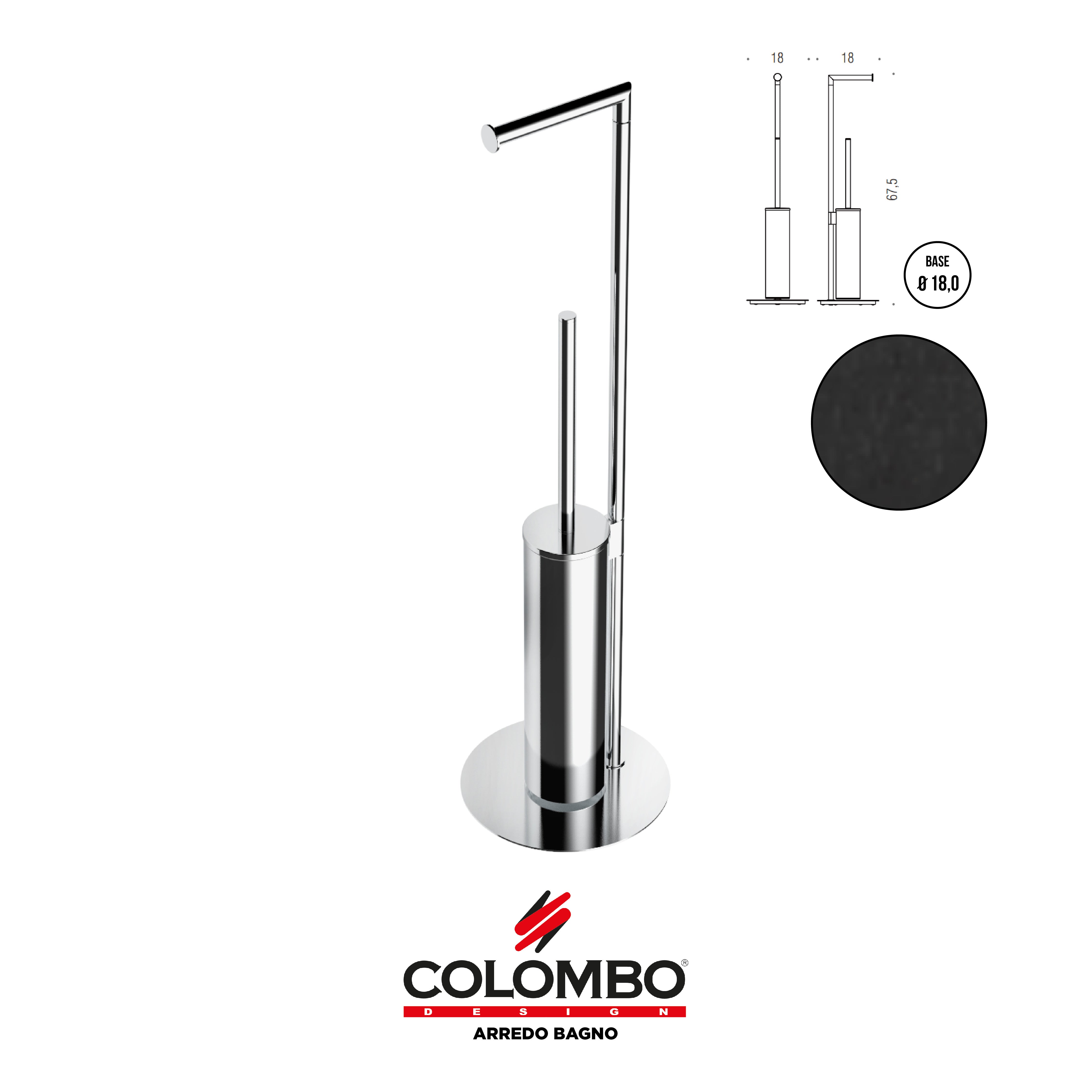 Mini Piantana con porta rotolo e porta scopino - Colombo design arredo bagno - Imhoff Handles