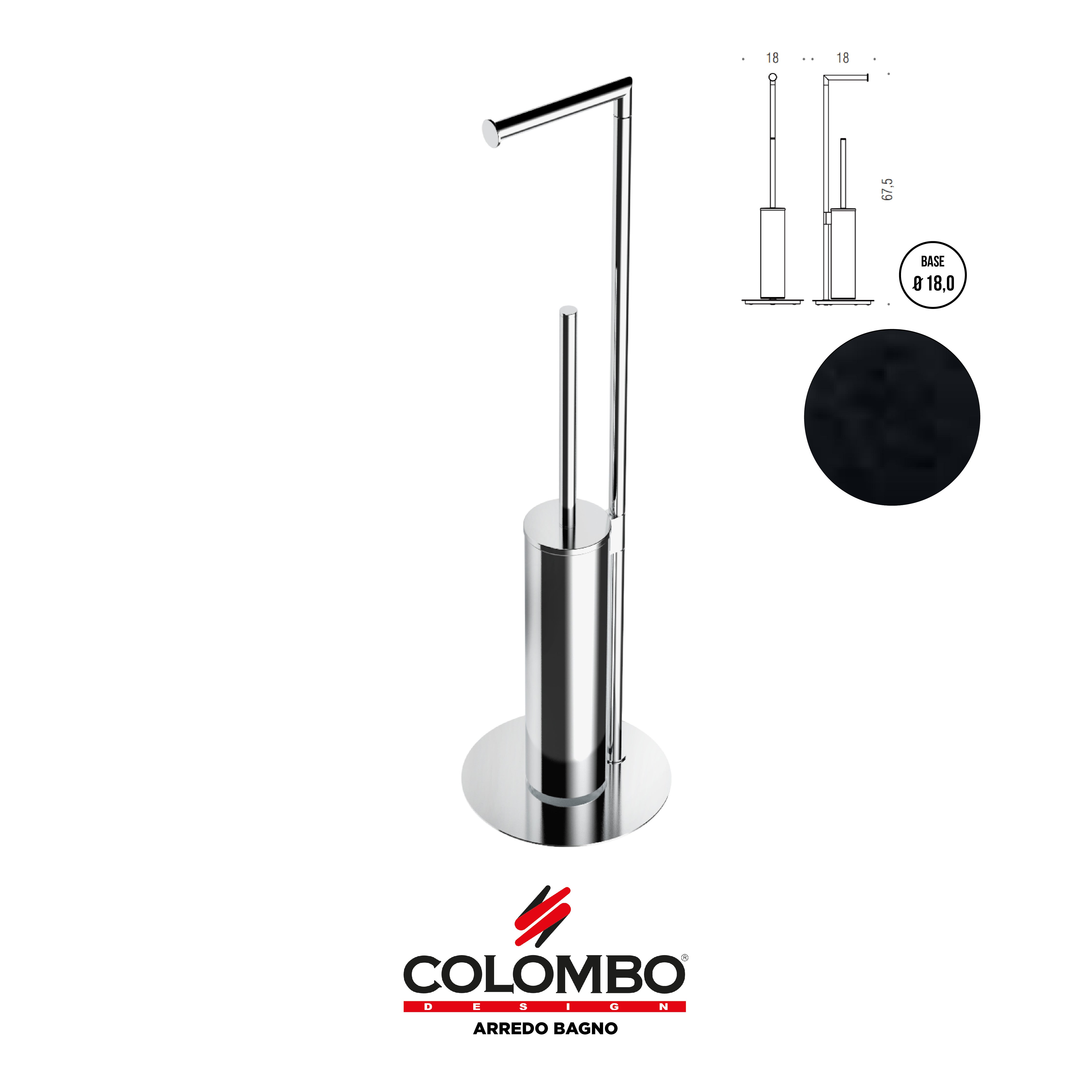 Mini Piantana con porta rotolo e porta scopino - Colombo design arredo bagno - Imhoff Handles