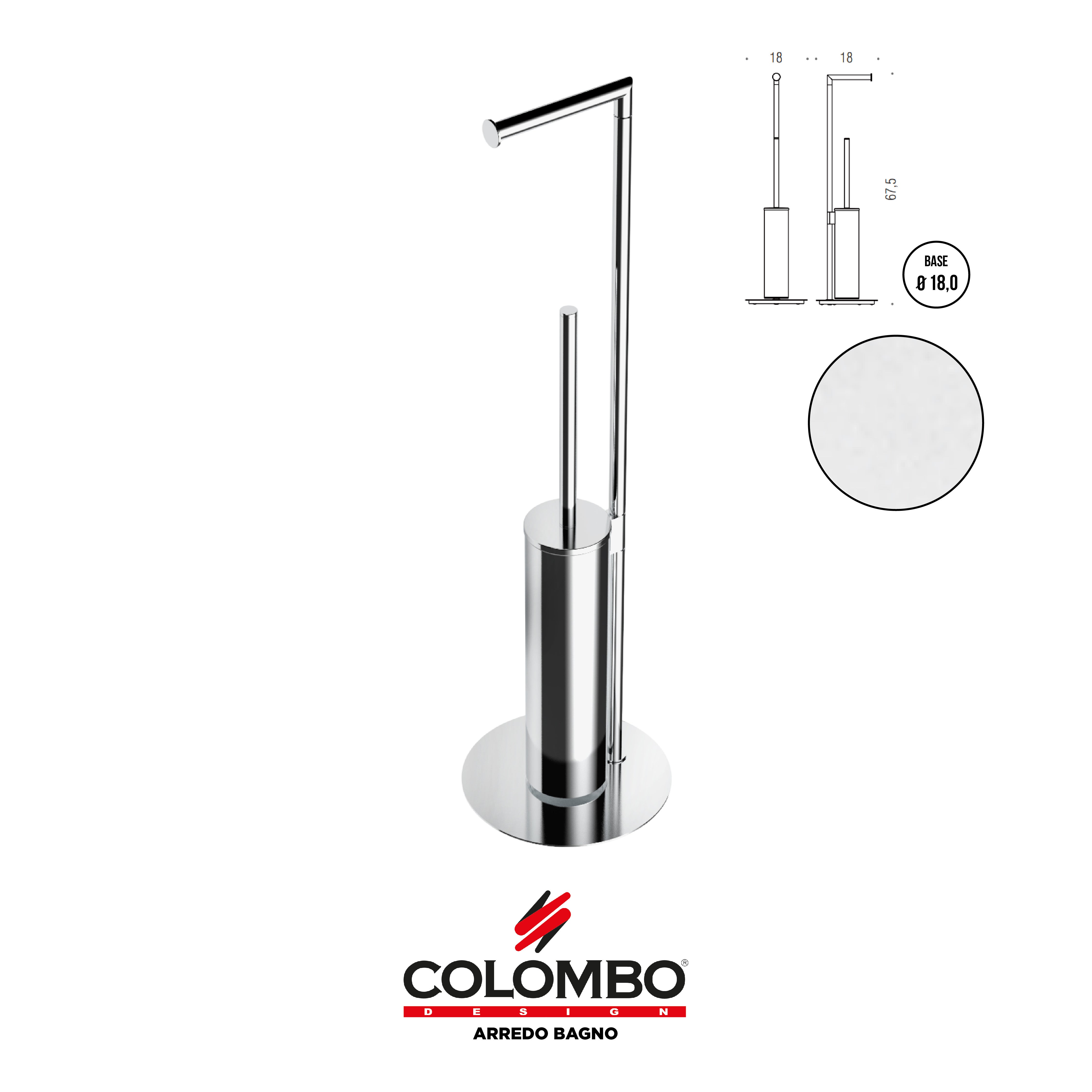 Mini Piantana con porta rotolo e porta scopino - Colombo design arredo bagno - Imhoff Handles