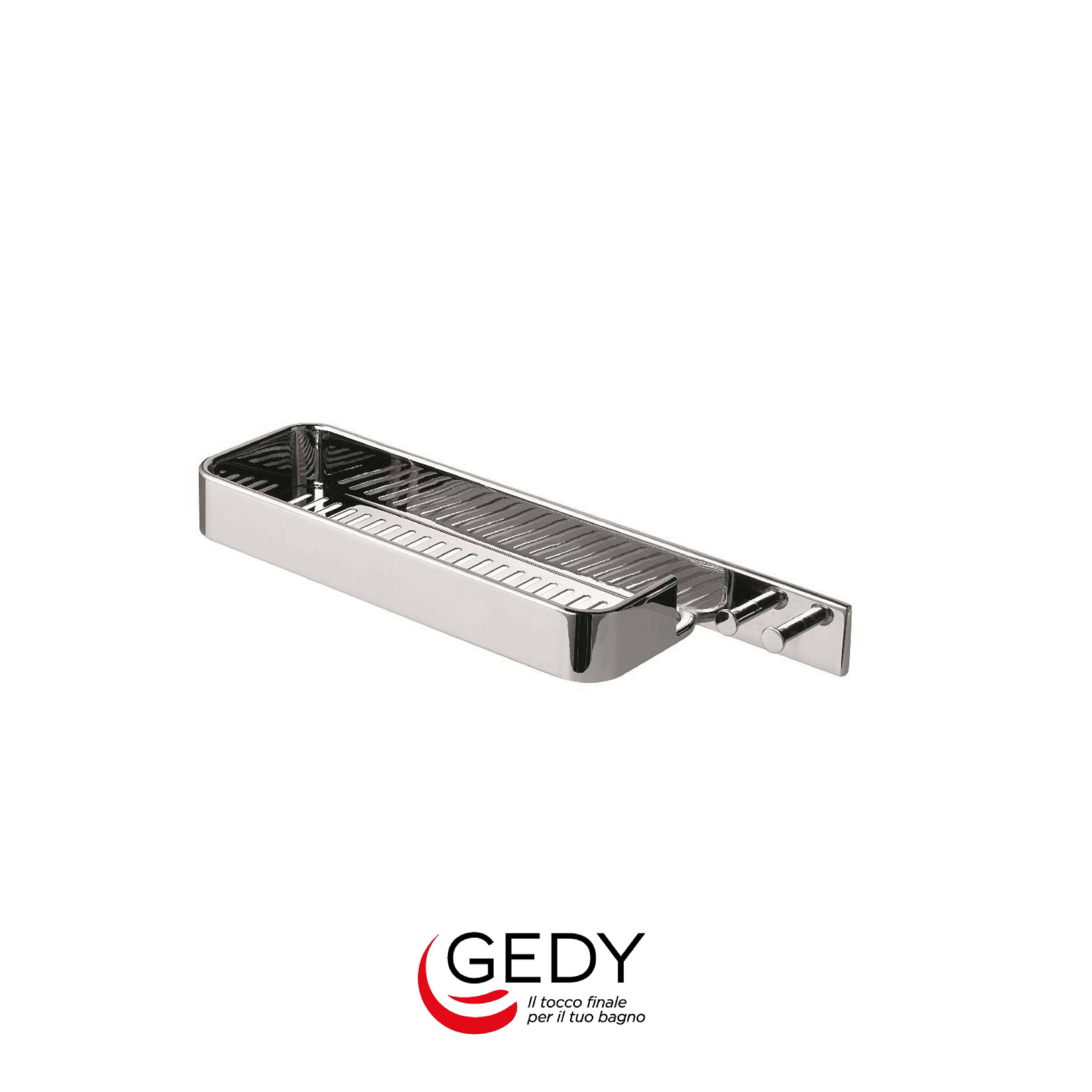 GEDY Il Giglio - Portaoggetti rettangolare per doccia con appendini - 13 - Cromato