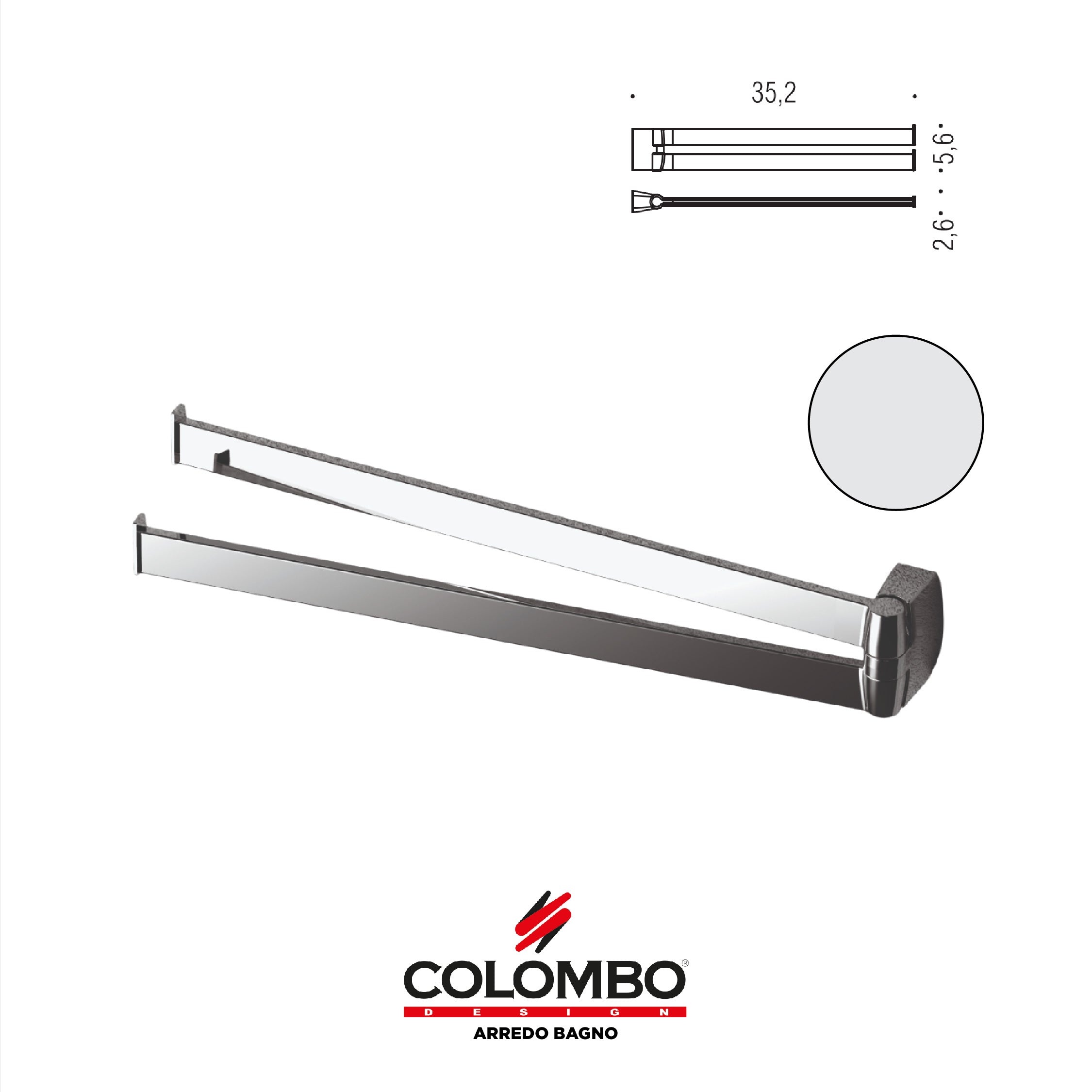 Trenta porta salvietta a doppio snodo - Colombo design arredo bagno - Imhoff Handles