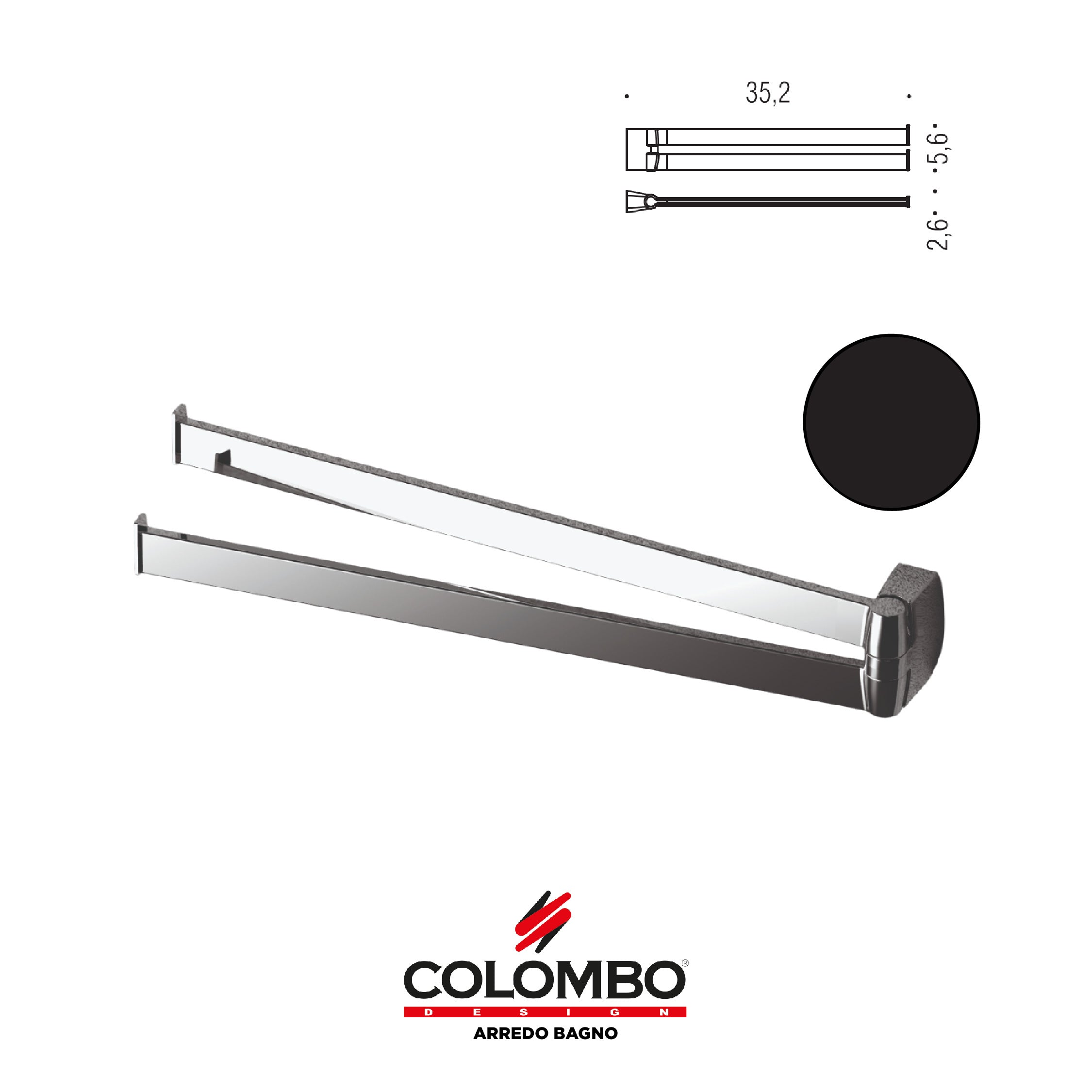 Trenta porta salvietta a doppio snodo - Colombo design arredo bagno - Imhoff Handles