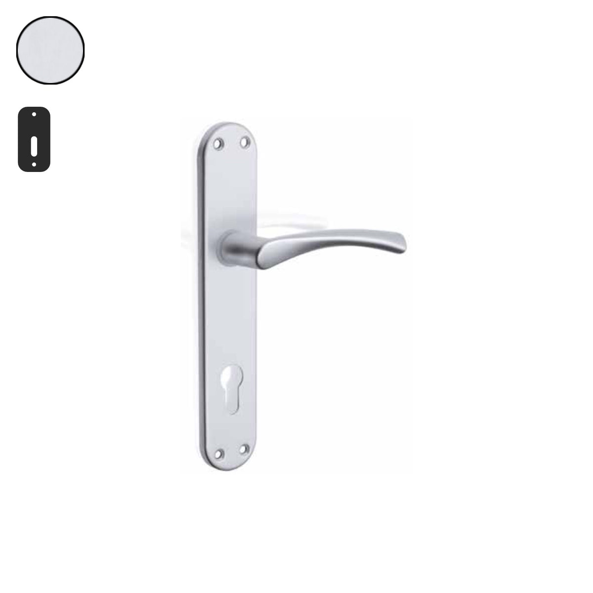 ZB - Maniglie Ala - Maniglia per porta interna - ARG - Argento F1 anodizzato / Placca 225x40 mm / Patent 90