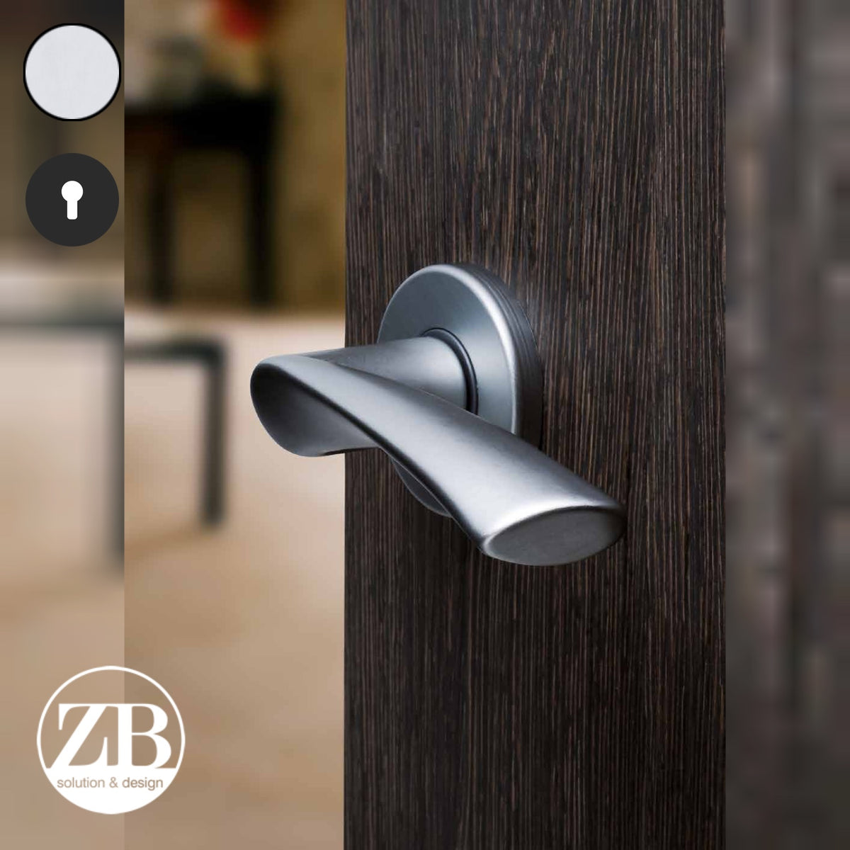 ZB - Maniglie Ala - Maniglia per porta interna - ARG - Argento F1 anodizzato / Tonda / Yale