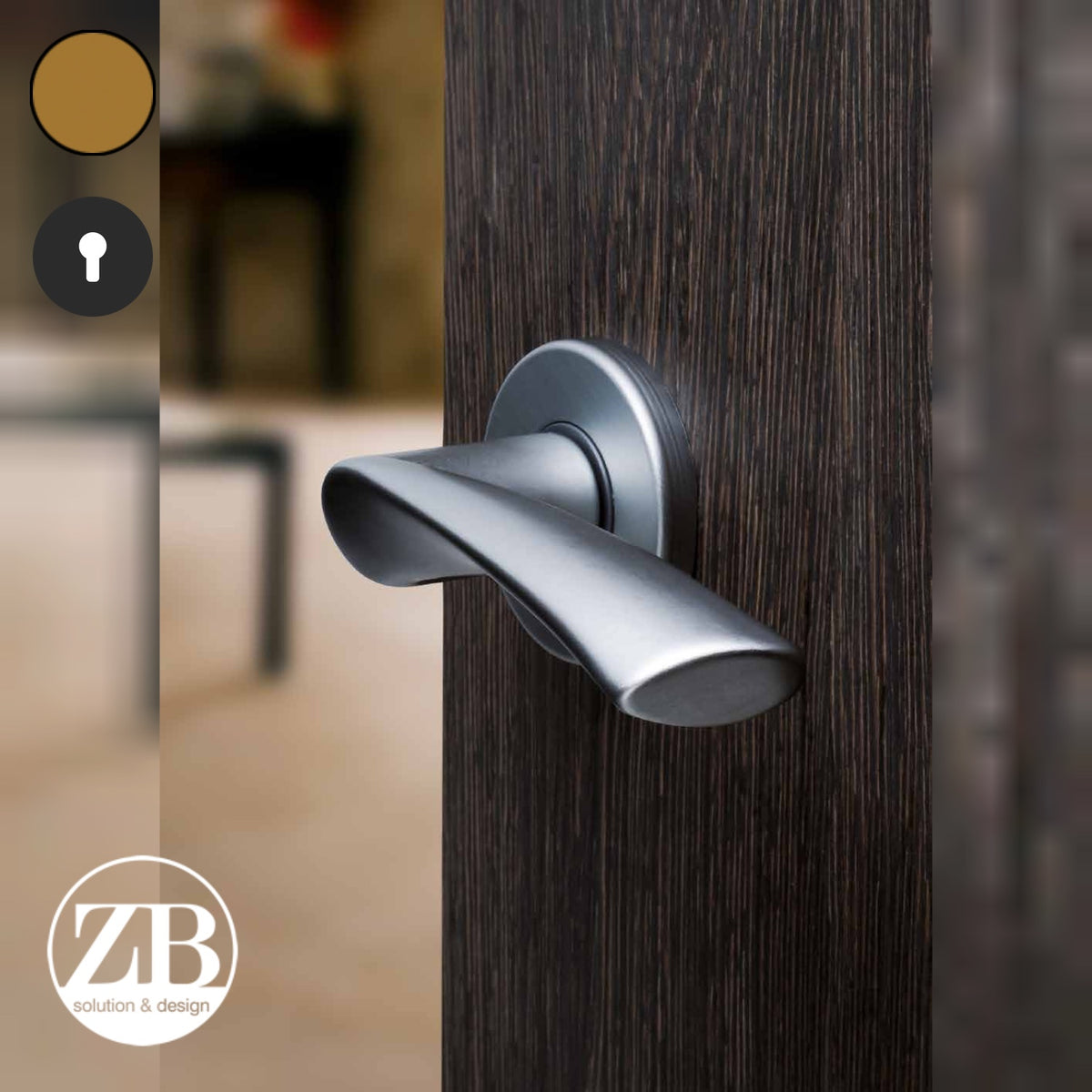 ZB - Maniglie Ala - Maniglia per porta interna - BRO - Bronzo F4 anodizzato / Tonda / Yale