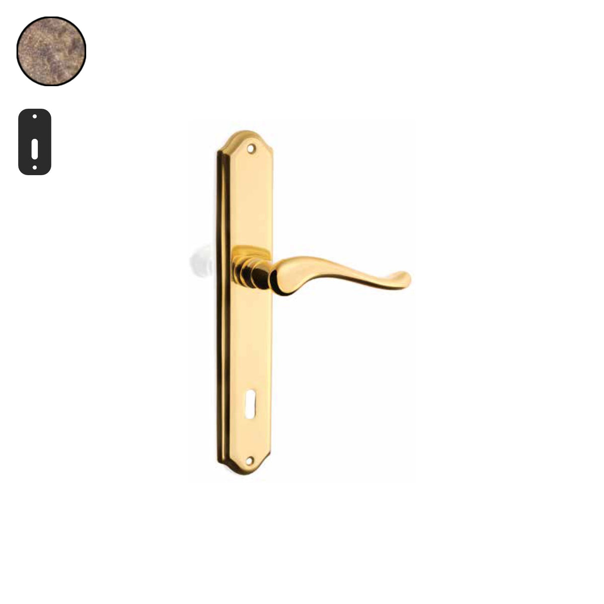 ZB - Maniglie Arco - Maniglia per porta interna - OBA - Ottone bronzato antico / Placca 250x46 mm / Patent 90
