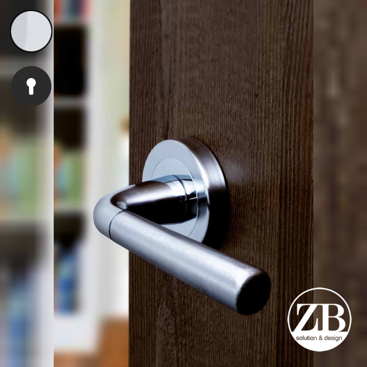 ZB - Maniglie Aster - Maniglia per porta interna - CLS - Cromo lucido / cromo satinato / Tonda / Yale