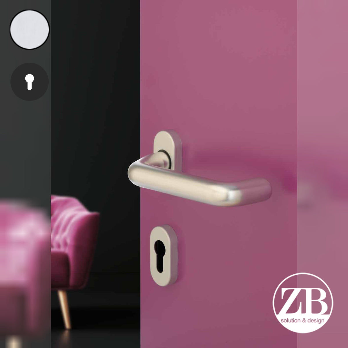 ZB - Maniglie Big Curva - Maniglia per porta interna - ARG - Argento F1 anodizzato / Tonda / Yale