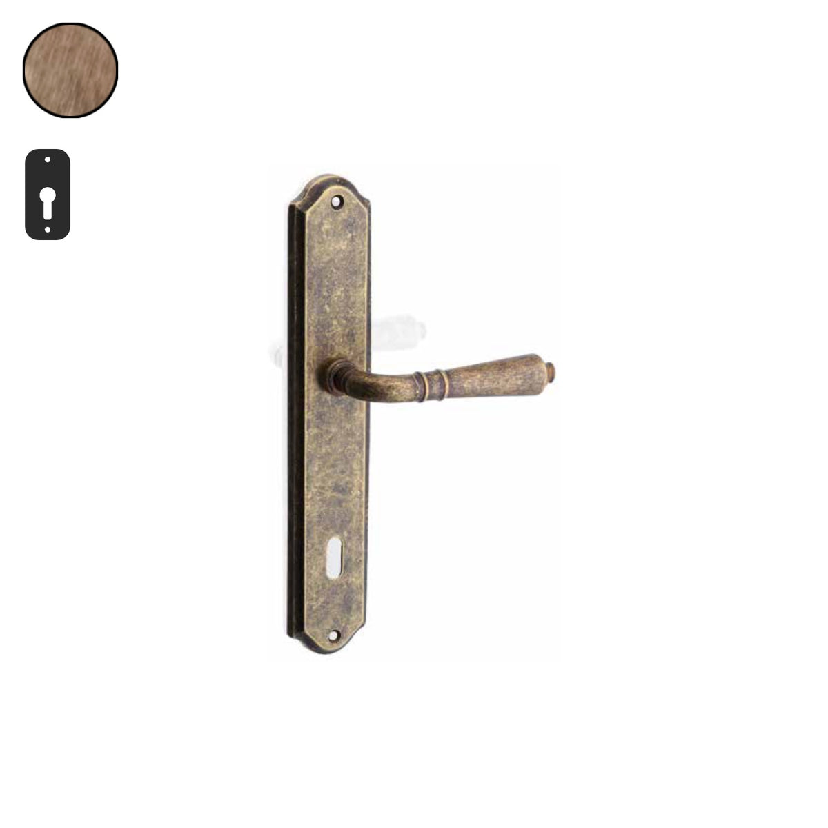 ZB - Maniglie Classic - Maniglia per porta interna - OGO - Ottone bronzato graffiato opaco / Placca 250x46 mm / Yale 85
