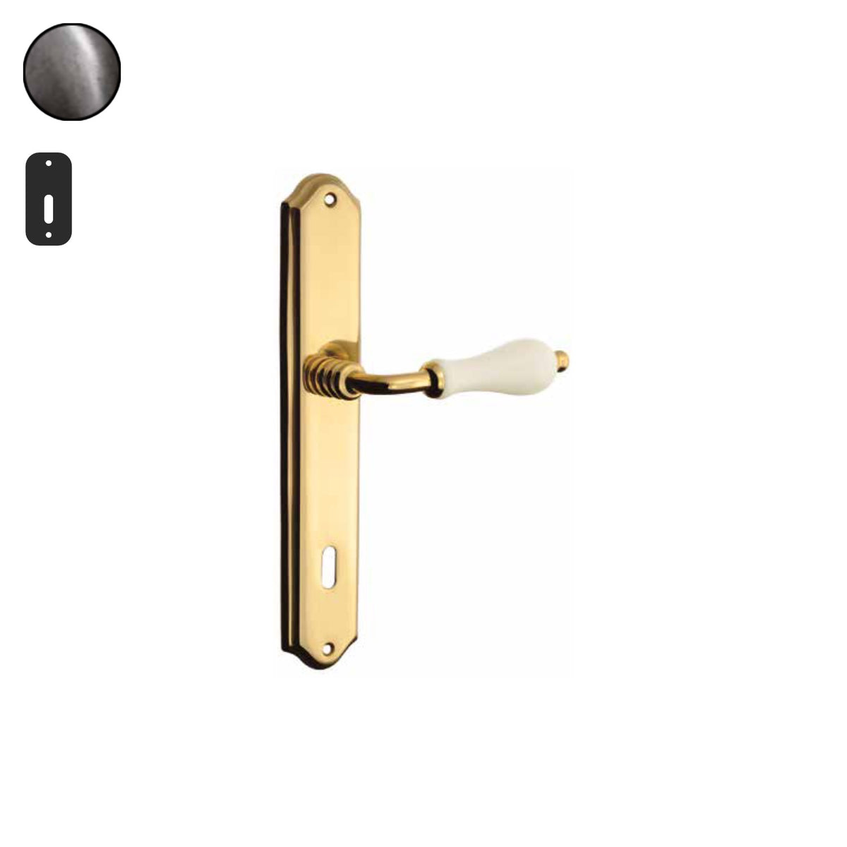 ZB - Maniglie Doge - Maniglia per porta interna - ARA - Argento antico / Placca 250x46 mm / Patent 70
