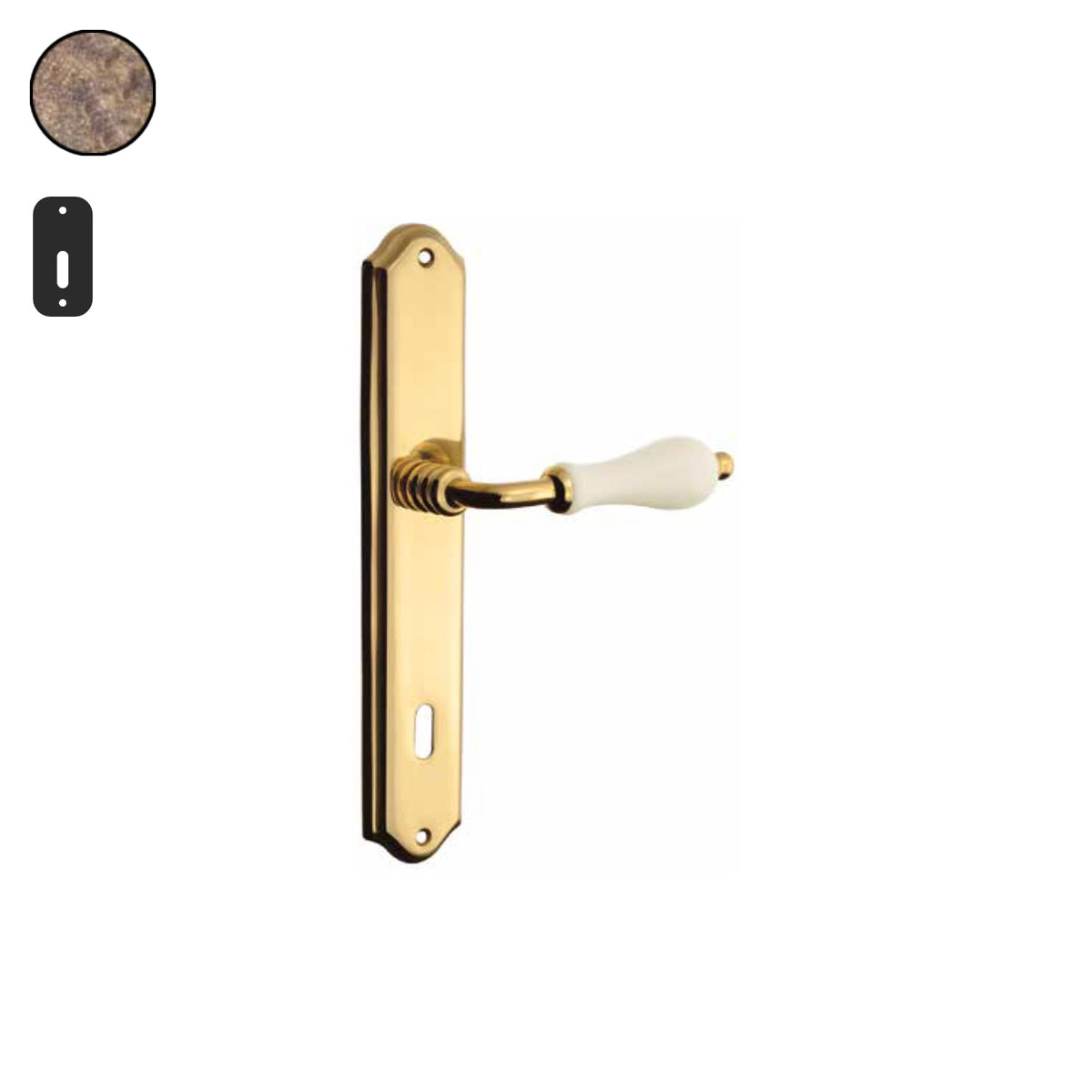 ZB - Maniglie Doge - Maniglia per porta interna - OBA - Ottone bronzato antico / Placca 250x46 mm / Patent 70