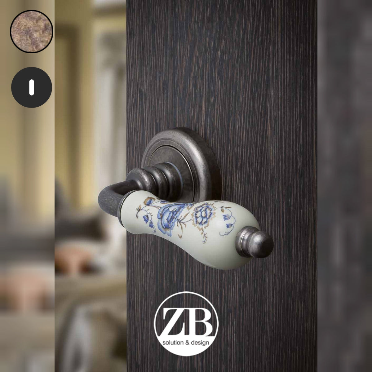 ZB - Maniglie Doge - Maniglia per porta interna - OBA - Ottone bronzato antico / Tonda / Patent