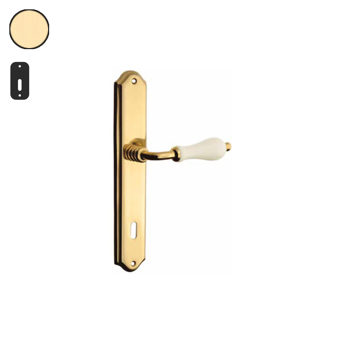 ZB - Maniglie Doge - Maniglia per porta interna - OLV - Ottone lucido verniciato / Placca 250x46 mm / Patent 70