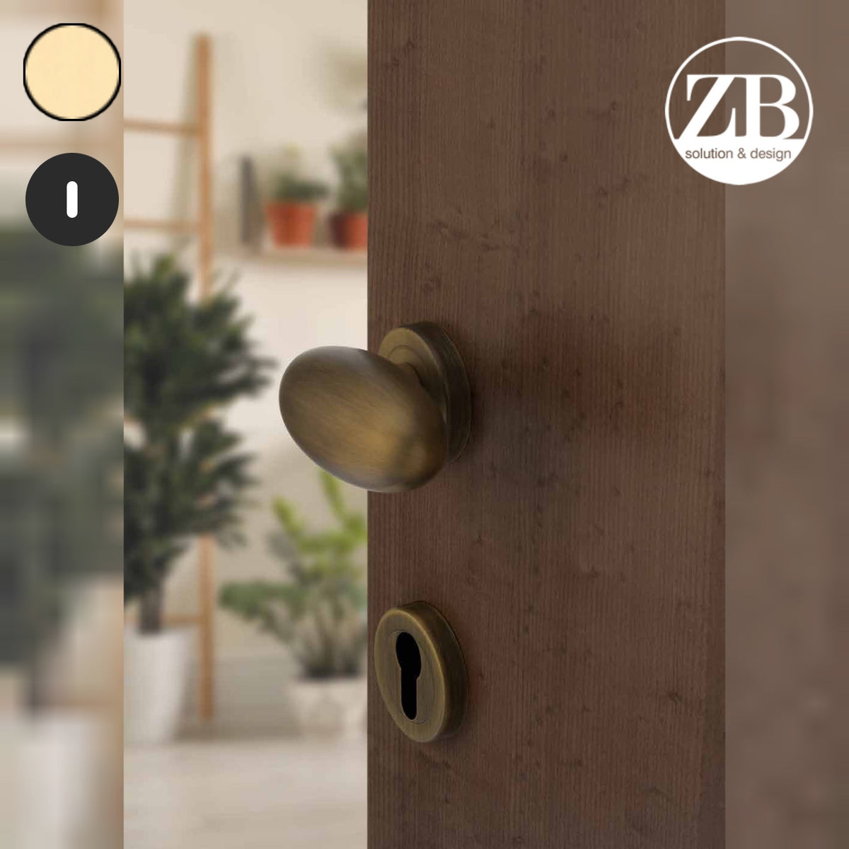 ZB - Maniglie Elegant - Maniglia per porta interna - OLV - Ottone lucido verniciato / Tonda / Patent