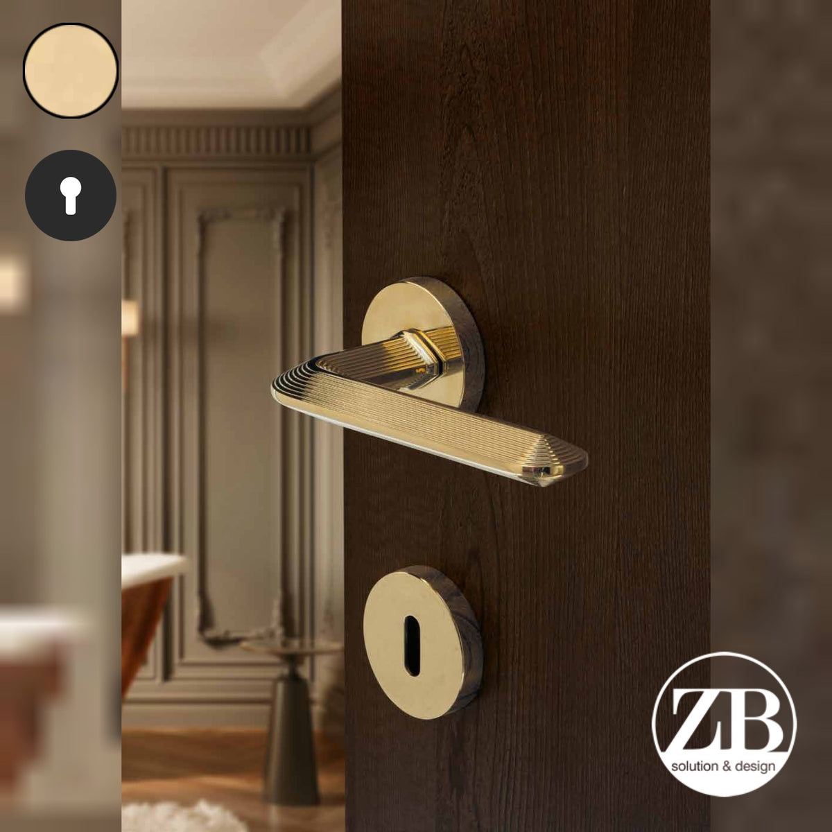 ZB - Maniglie Linear - Maniglia per porta interna - PVD - Physical Vapour Deposition / Tonda / Yale