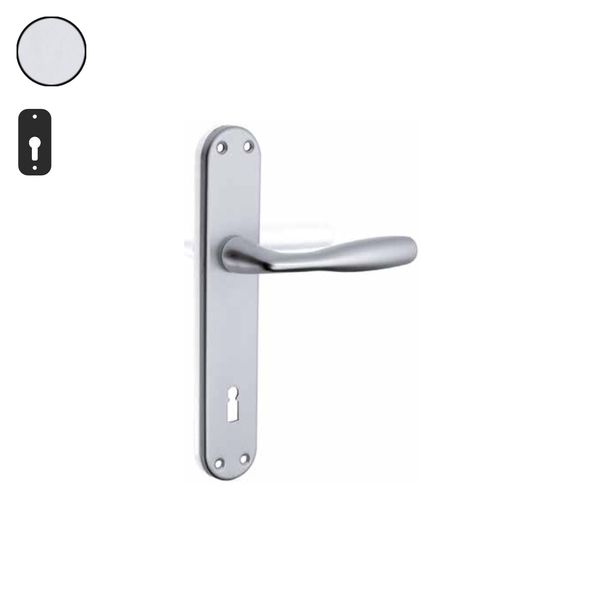 ZB - Maniglie Moira - Maniglia per porta interna - ARG - Argento F1 anodizzato / Placca 225x40 mm / Yale 85