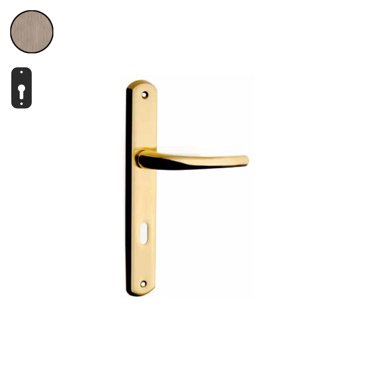 ZB - Maniglie Niky - Maniglia per porta interna - OGV - Ottone graffiato verniciato lucido / Placca 250x40 mm / Yale 85