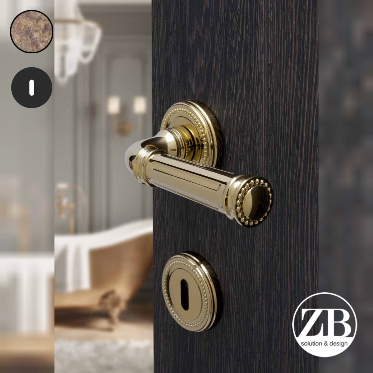 ZB - Maniglie Roma - Maniglia per porta interna - OBA - Ottone bronzato antico / Tonda / Patent