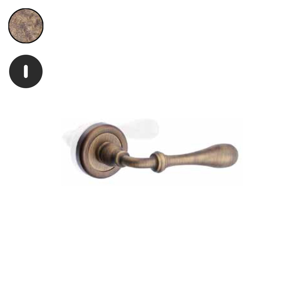 ZB - Maniglie Rustica - Maniglia per porta interna - OBA - Ottone bronzato antico / Tonda / Patent