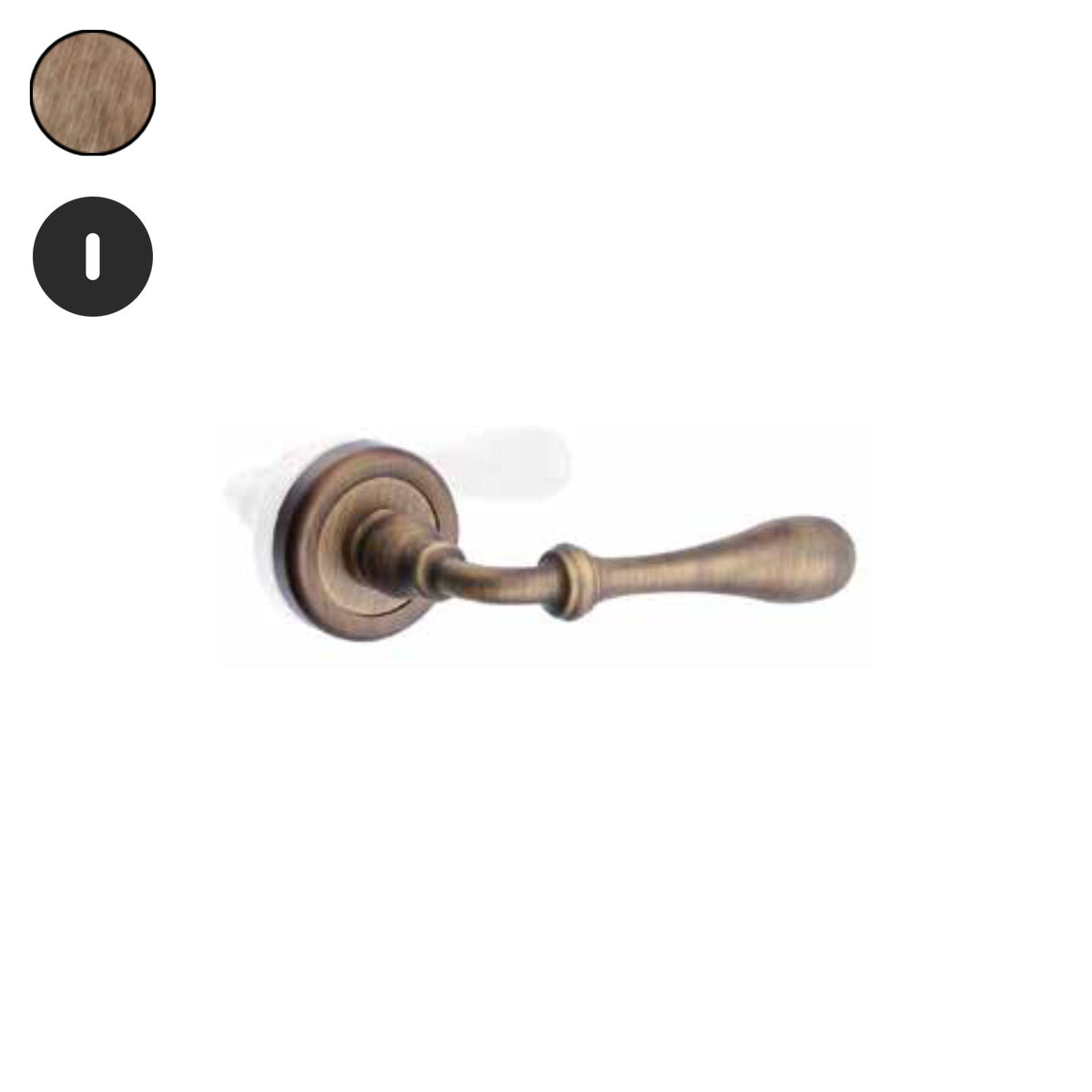 ZB - Maniglie Rustica - Maniglia per porta interna - OGO - Ottone bronzato graffiato opaco / Tonda / Patent