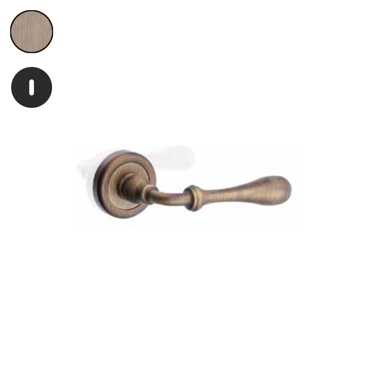 ZB - Maniglie Rustica - Maniglia per porta interna - OGV - Ottone graffiato verniciato lucido / Tonda / Patent