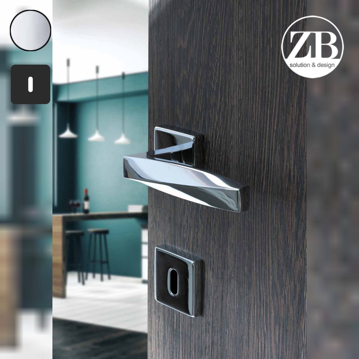 ZB - Maniglie Sahara - Maniglia per porta interna - CRL - Cromo lucido / Quadra / Patent