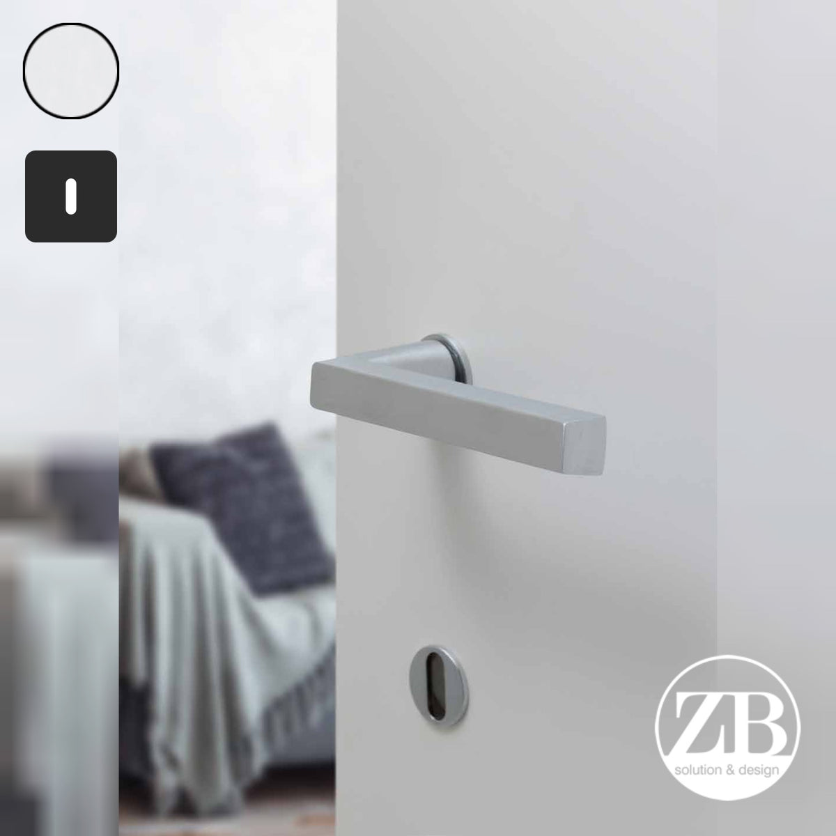 ZB - Maniglie Sky Minimal - Maniglia per porta interna - CRS - Cromo satinato / Quadra / Patent