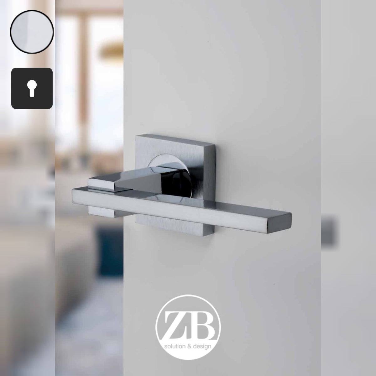 ZB - Maniglie Space - Maniglia per porta interna - CLS - Cromo lucido / cromo satinato / Quadra / Yale