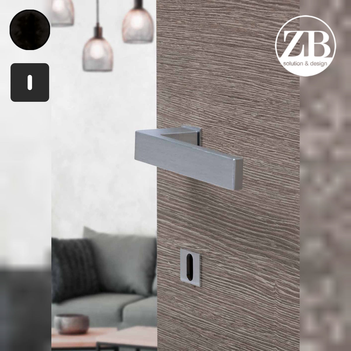 ZB - Maniglie Time Minimal - Maniglia per porta interna - NOP - Nero opaco / Quadra / Patent
