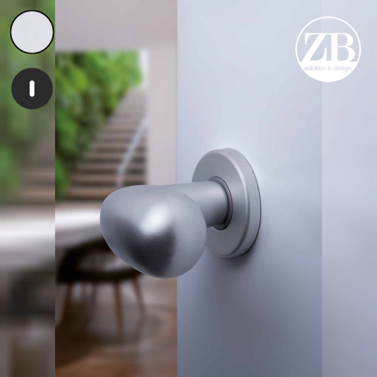 ZB - Maniglie Uovo - Maniglia per porta interna - ARG - Argento F1 anodizzato / Tonda / Patent