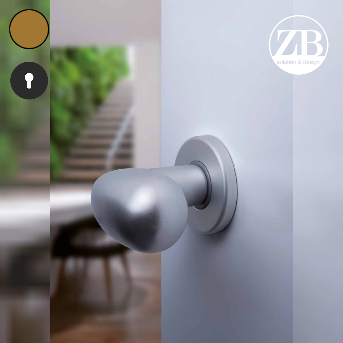 ZB - Maniglie Uovo - Maniglia per porta interna - BRO - Bronzo F4 anodizzato / Tonda / Yale