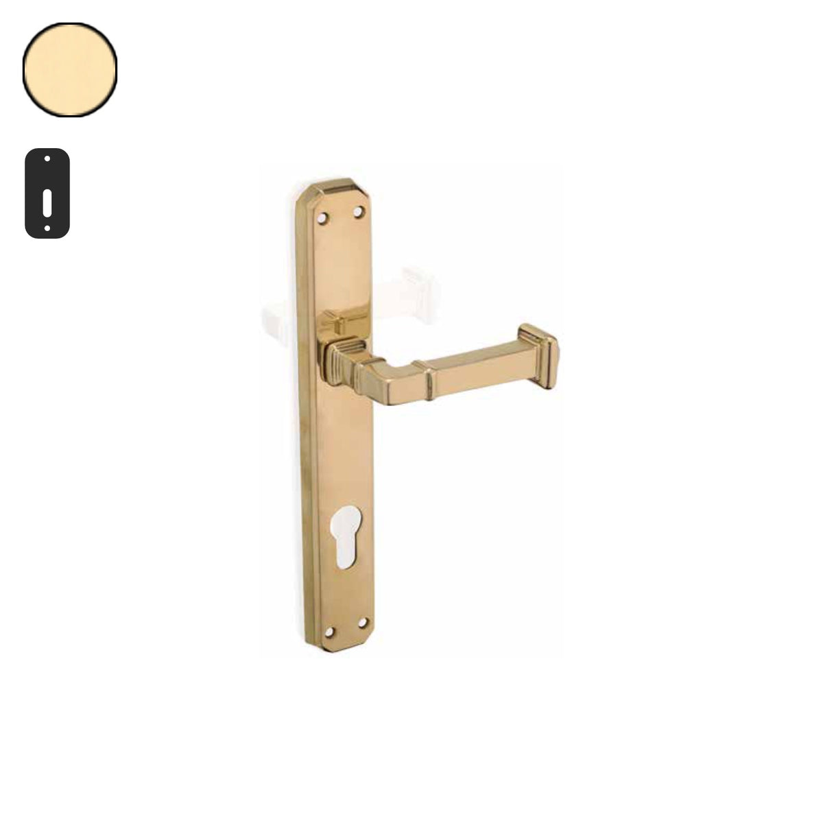 ZB - Maniglie ZB 390 - Maniglia per porta interna - OLV - Ottone lucido verniciato / Placca 242x38 mm / Patent 70