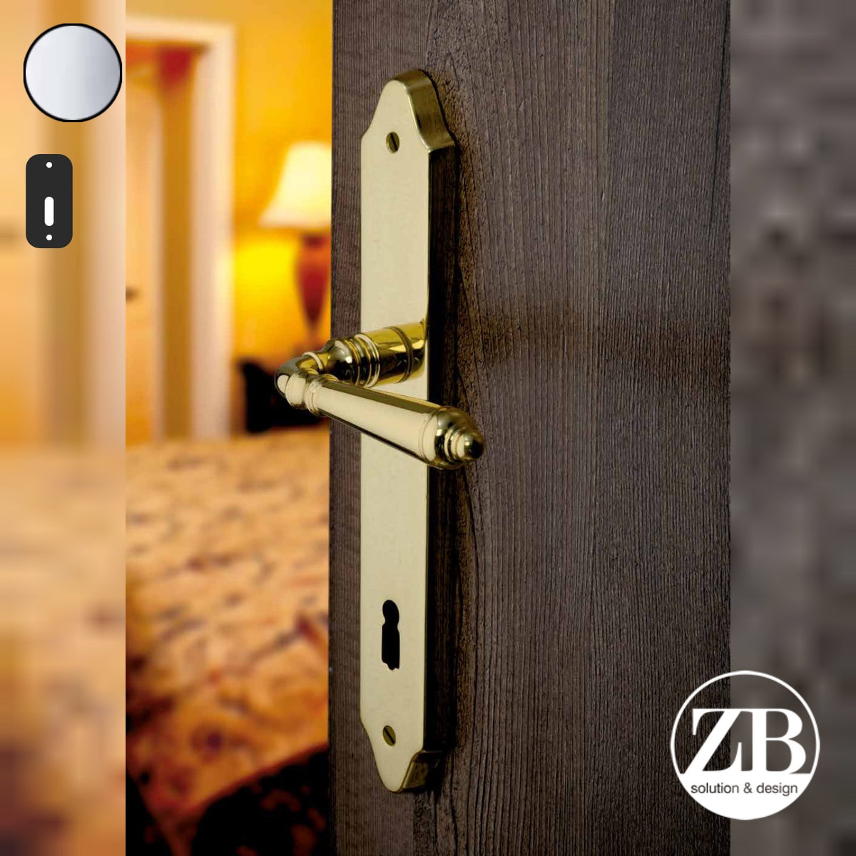 ZB - Maniglie ZB 520 - Maniglia per porta interna - CRL - Cromo lucido / Placca 252x40 mm / Patent 70