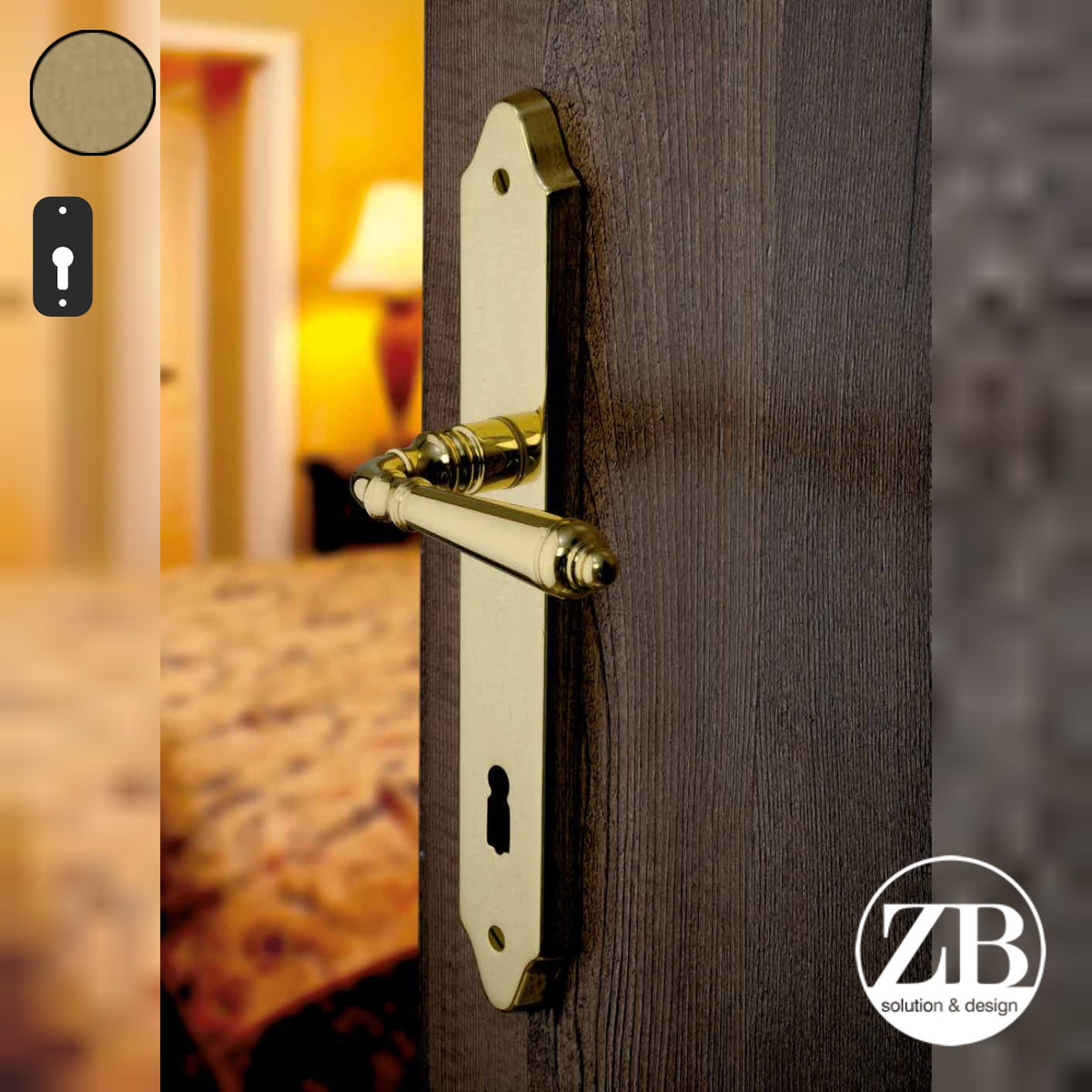 ZB - Maniglie ZB 520 - Maniglia per porta interna - OVO - Ottone vibrato opaco / Placca 252x40 mm / Yale 85