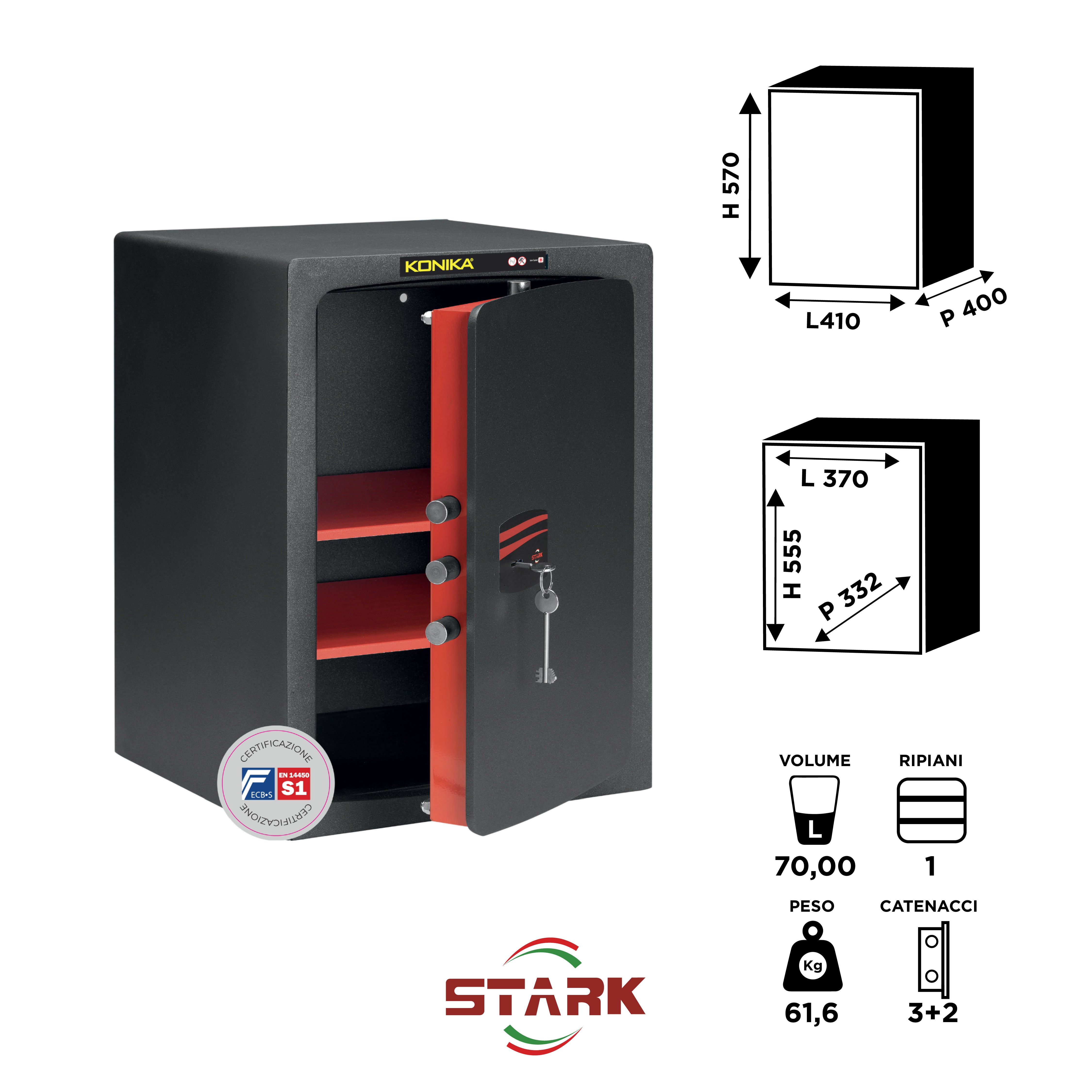 KONIKA Stark safes - Cassaforte a mobile Certificata S1 Serie 3200TKCE modello 3207TKCE