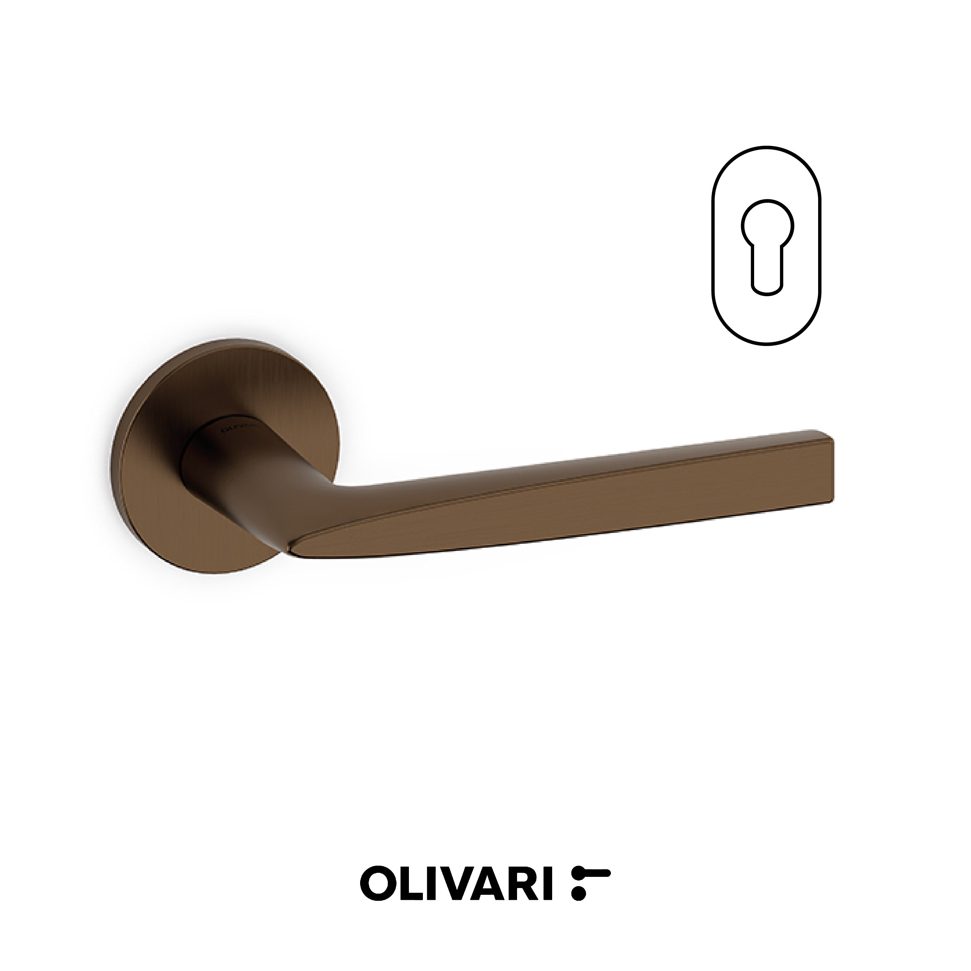 Maniglia Flute per porta interna con linee sottili e moderne.