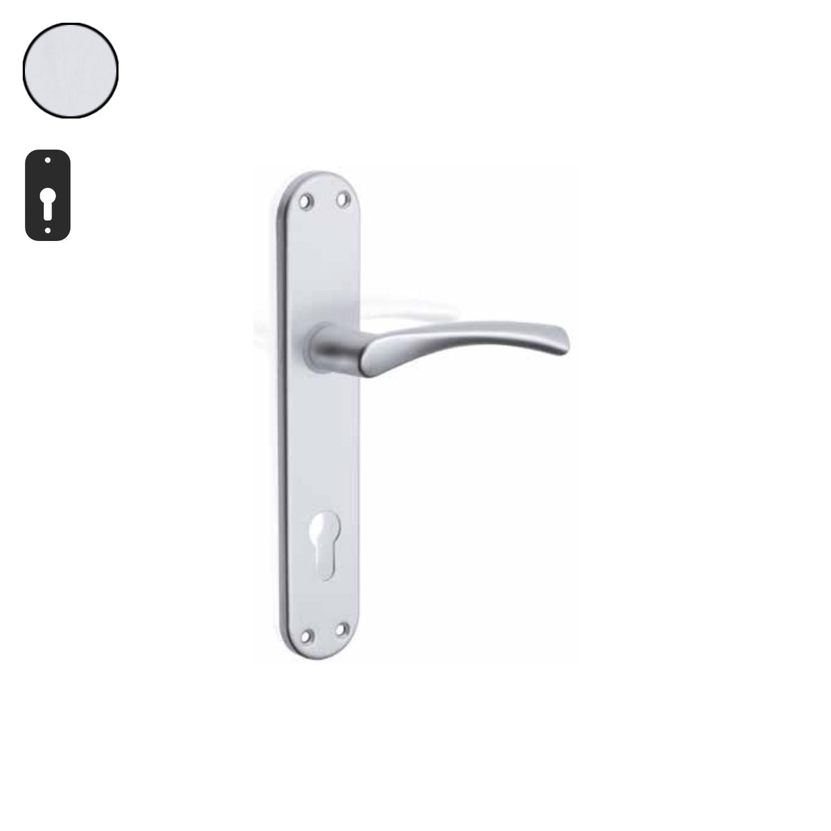 ZB - Maniglie Ala - Maniglia per porta interna - ARG - Argento F1 anodizzato / Placca 225x40 mm / Yale 85