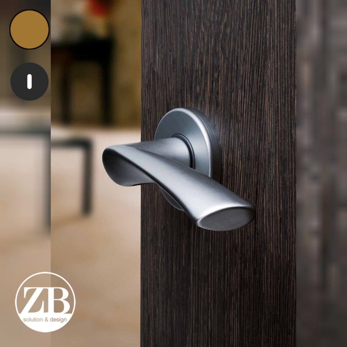 ZB - Maniglie Ala - Maniglia per porta interna - BRO - Bronzo F4 anodizzato / Tonda / Patent