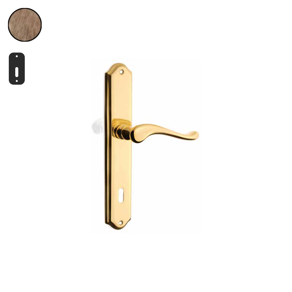 ZB - Maniglie Arco - Maniglia per porta interna - OGO - Ottone bronzato graffiato opaco / Placca 250x46 mm / Patent 70