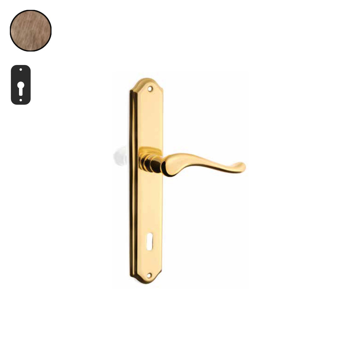 ZB - Maniglie Arco - Maniglia per porta interna - OGO - Ottone bronzato graffiato opaco / Placca 250x46 mm / Yale 85
