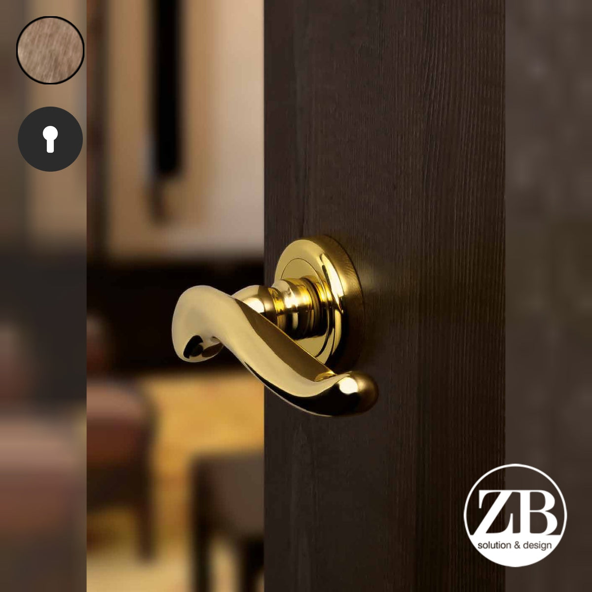ZB - Maniglie Arco - Maniglia per porta interna - OGO - Ottone bronzato graffiato opaco / Tonda / Yale