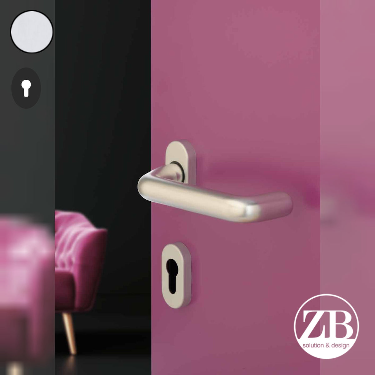 ZB - Maniglie Big Curva - Maniglia per porta interna - ARG - Argento F1 anodizzato / Ovale / Yale