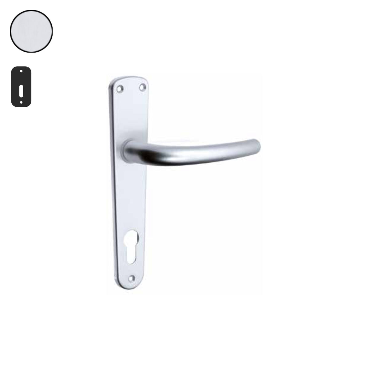ZB - Maniglie Big Niky - Maniglia per porta interna - ARG - Argento F1 anodizzato / Placca 205x42 mm / Patent 70