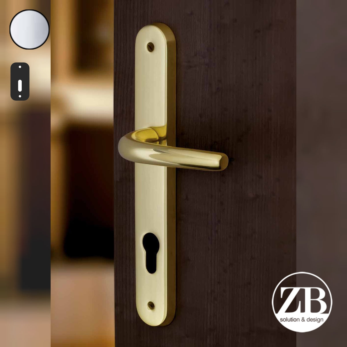 ZB - Maniglie Big Niky - Maniglia per porta interna - CRL - Cromo lucido / Placca 250x38 mm / Patent 90