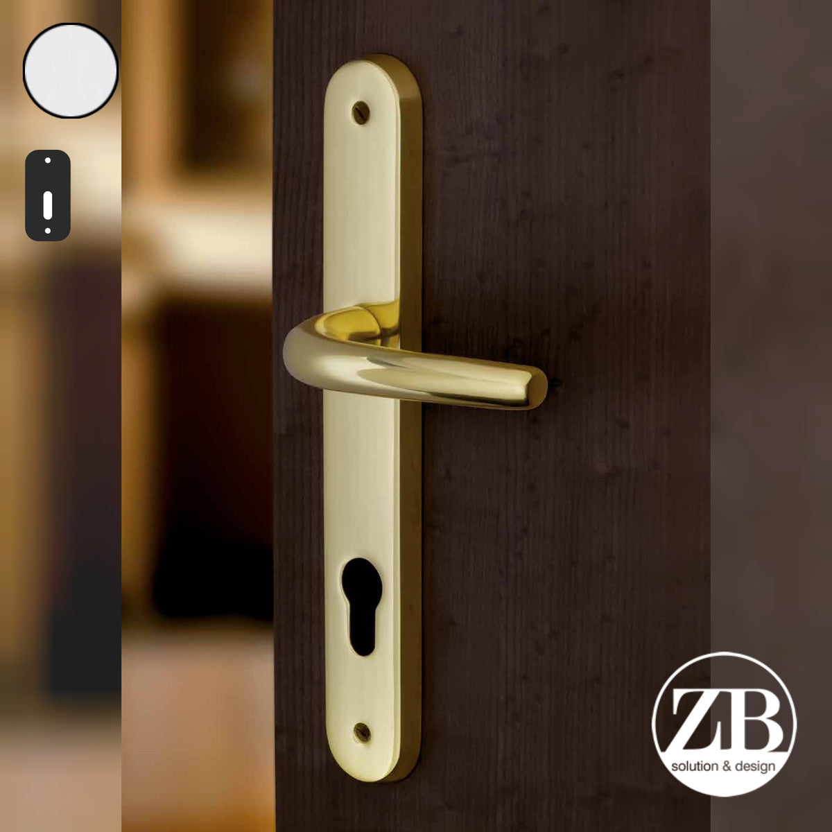 ZB - Maniglie Big Niky - Maniglia per porta interna - CRS - Cromo satinato / Placca 250x38 mm / Patent 90