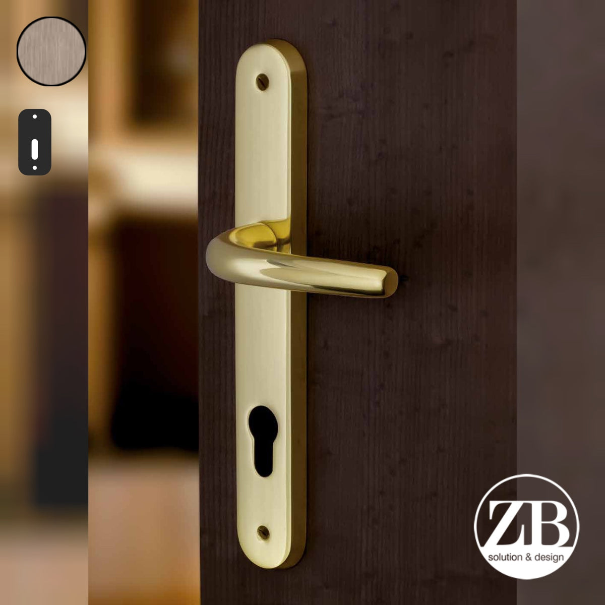 ZB - Maniglie Big Niky - Maniglia per porta interna - OGV - Ottone graffiato verniciato lucido / Placca 250x38 mm / Patent 70